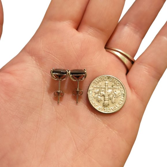 Black Cz Earrings 925 Sterling Silver 6MM Stud Earrings for Women - Picture 4 of 10